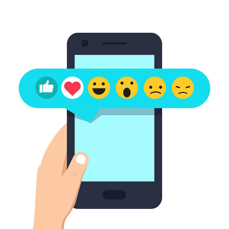 Emotion reactions on social media smartphone