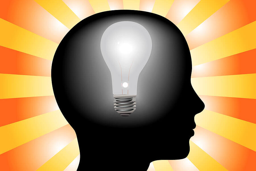 Ideas - brain inspiration light bulb